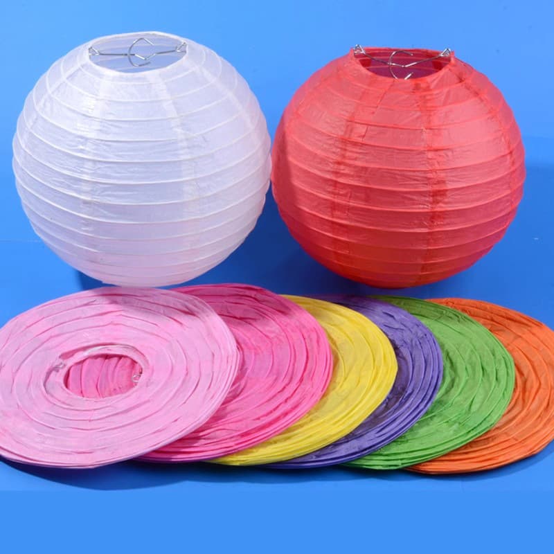 Factory direct sales of colorful paper lanterns, folding handmade round paper lanterns for Mid-Autumn Festival and Spring Festival, wedding and festive decorations.