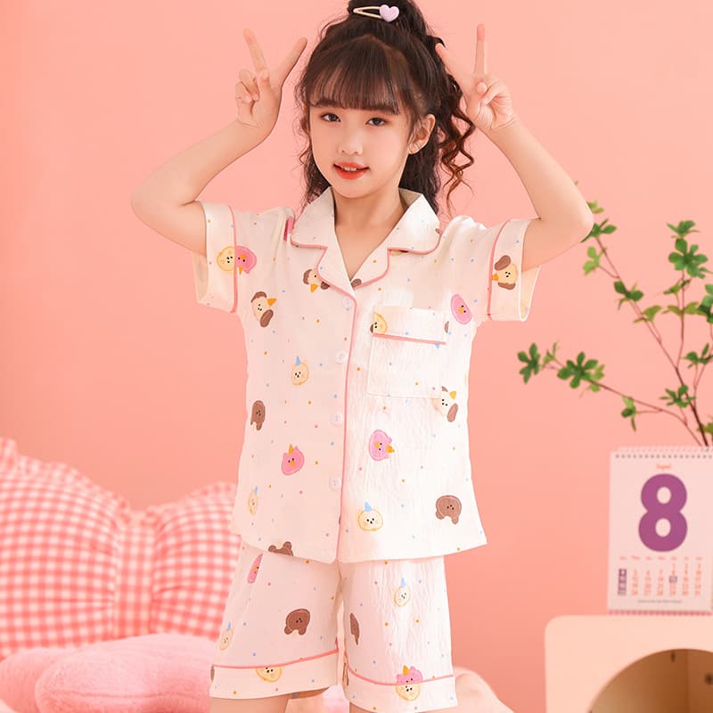 Southeast Asian Cloud Cotton Girls' Pajamas Summer Short Sleeve Thin Medium Large Child Princess Homewear Set