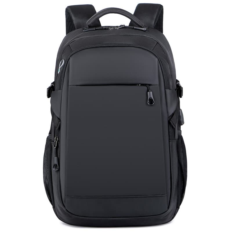 Cross-border Men's Laptop Backpack with Trendy Earphone Hole, Leather-like Material, Suitable for Business Commute and Student Use