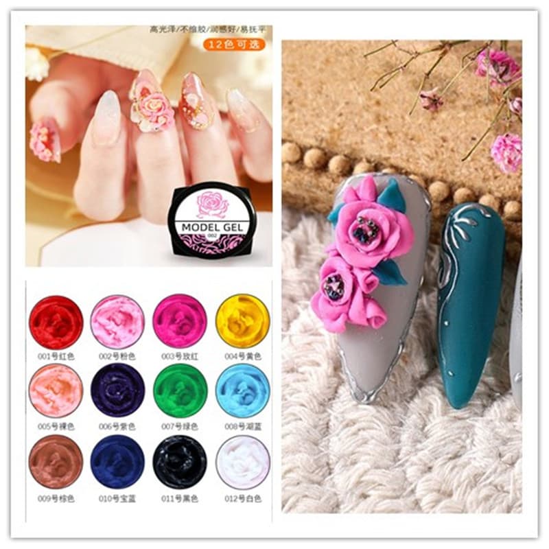 Nail Art Sculpting Gel 3D Three-Dimensional Gel Clay Nail Shaping Gel UV Gel Beginner 12 Colors Set 3D Sculpting