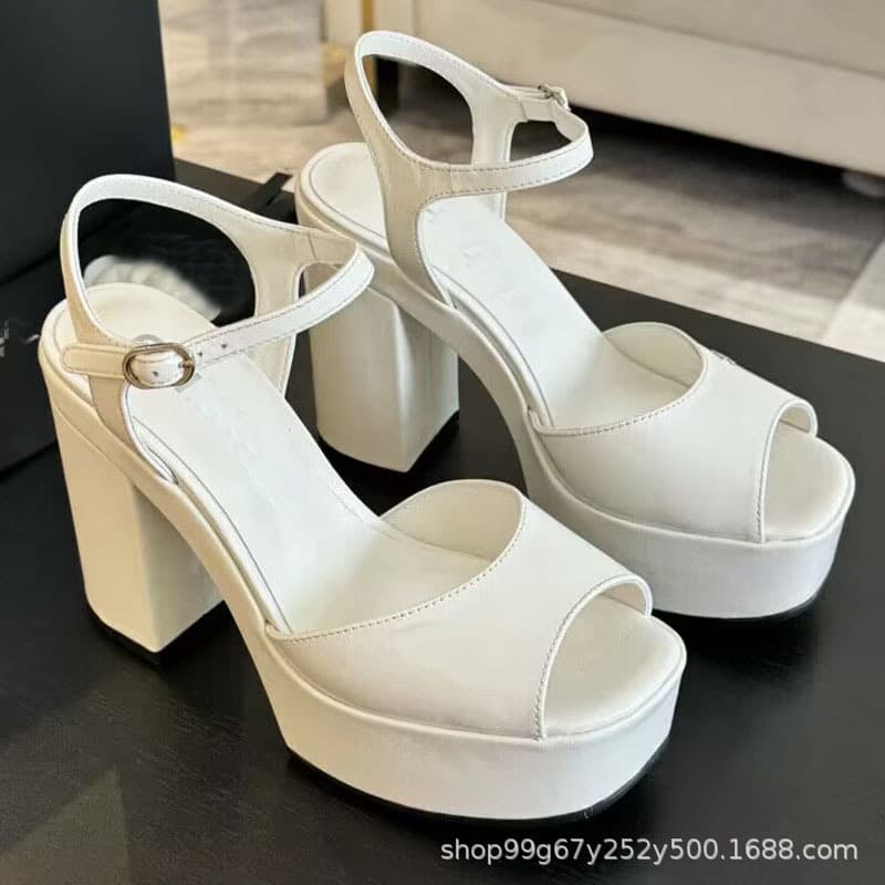 C24p Spring/Summer High Heel Platform Sandals, Lazy and Cute Bread Shoe Shape