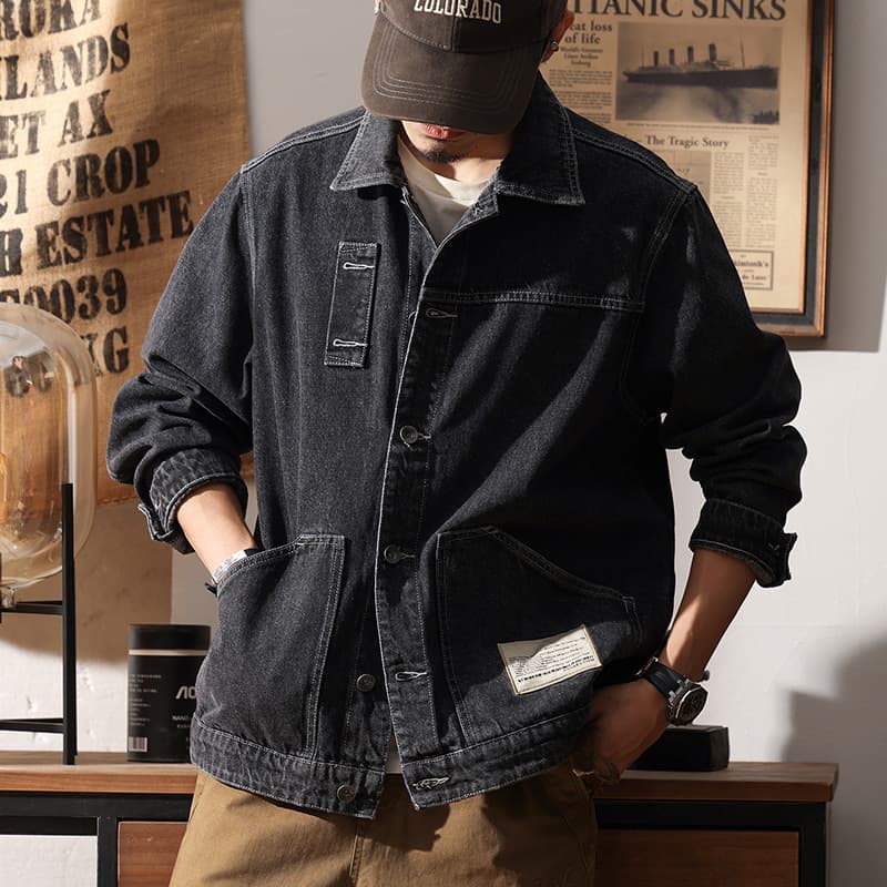 683| Plus Size Men's Wear Autumn/Winter New Arrival American Retro Workwear Jacket Loose Fit Versatile Lapel Top