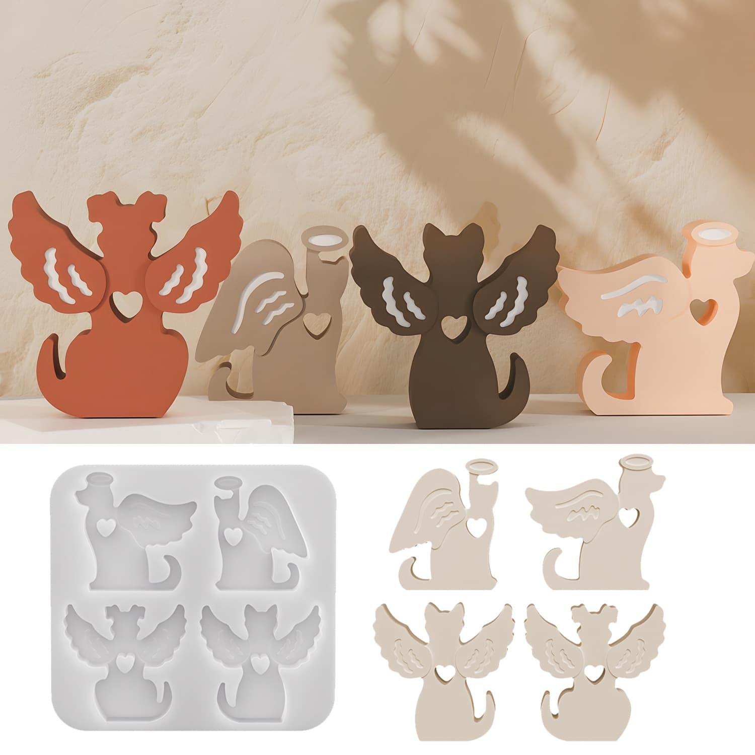 DIY Angel Cat Dog Resin Mold Desktop Decoration Home Decoration Plaster Silicone Mold