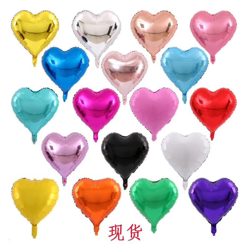 18-inch heart-shaped aluminum foil balloons for birthday decorations, wedding celebrations, and engagement backdrops.