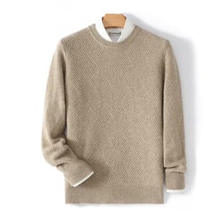 Autumn/Winter Men's Round Neck Wool Sweater 100% Pure Wool Casual Business Warm Thick Solid Color Base Cashmere Sweater