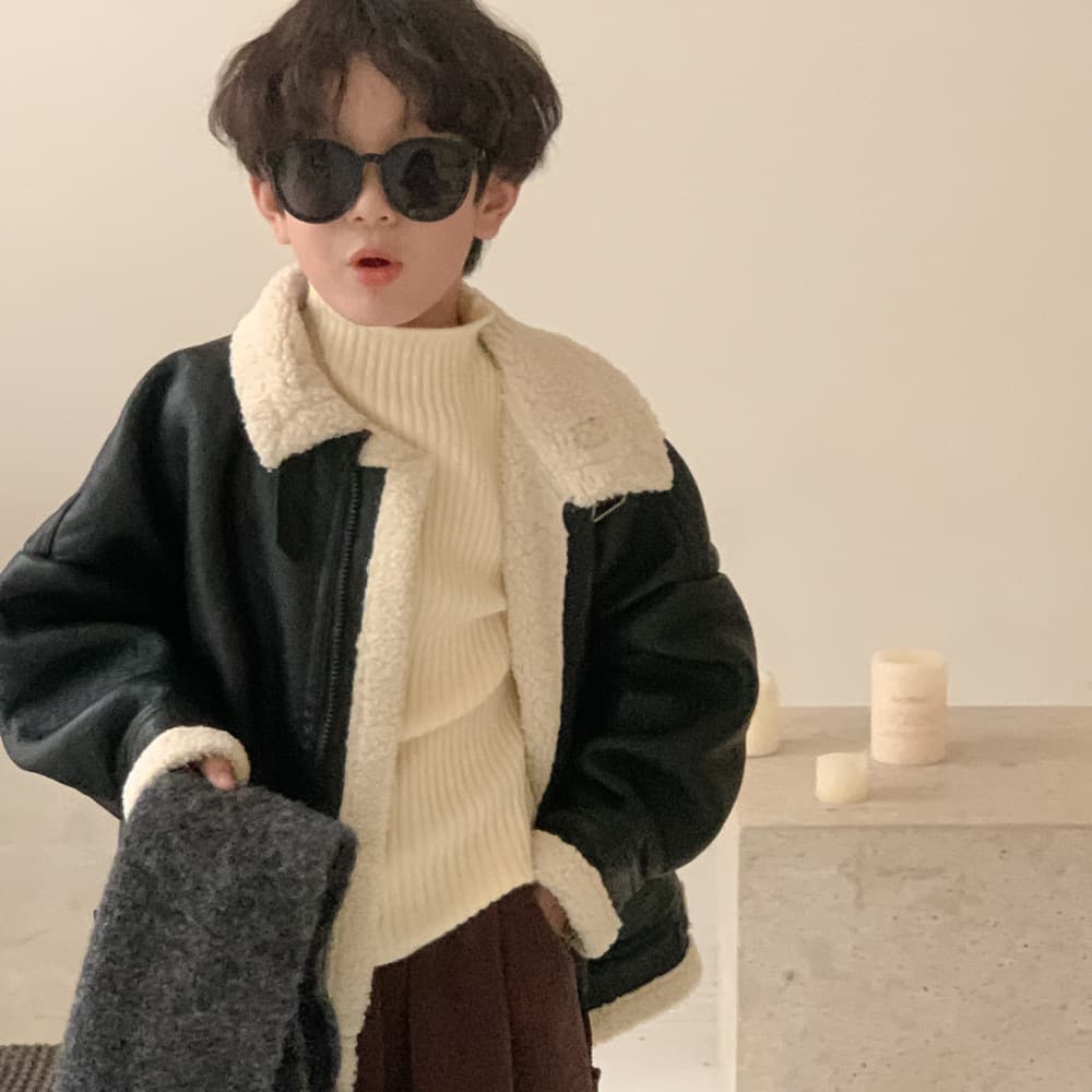 Children's winter jacket 2025, Korean style casual leather jacket for boys, thickened zipper leather coat, Mo Xiaomeng