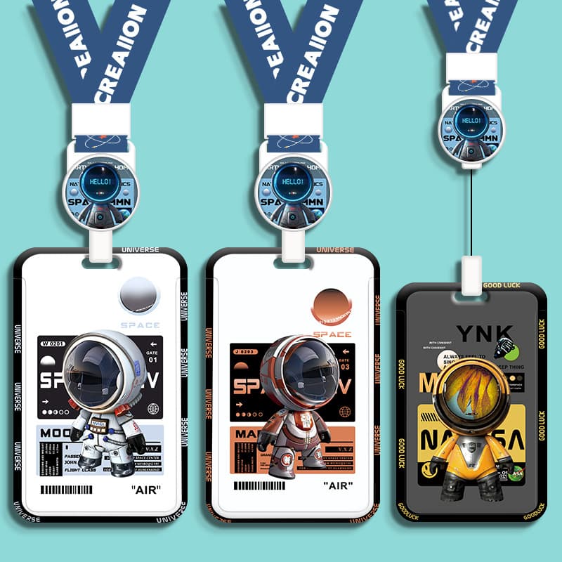 Cartoon bus card holder retractable buckle lanyard student campus card work ID set meal card subway brand protective cover