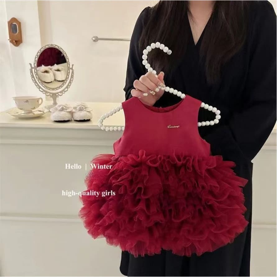 Korean Baby Girl 1st Birthday Dress, 100-Day Celebration Vest Dress, Princess Dress for Spring and Autumn