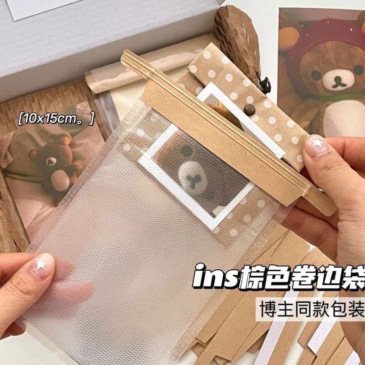 Instagram High-Aesthetic Brown Paper Bag Packaging Card Bread Material Packing Bag Material Gift Bag Pouch