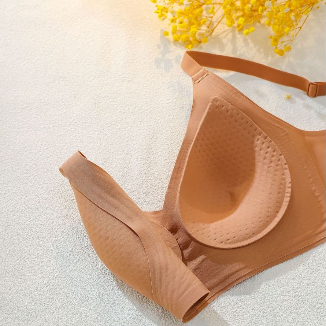 Summer Seamless Fixed-Cup Anti-Gravity Soft Support Lifting Jelly Bra for Large Busts to Appear Smaller
