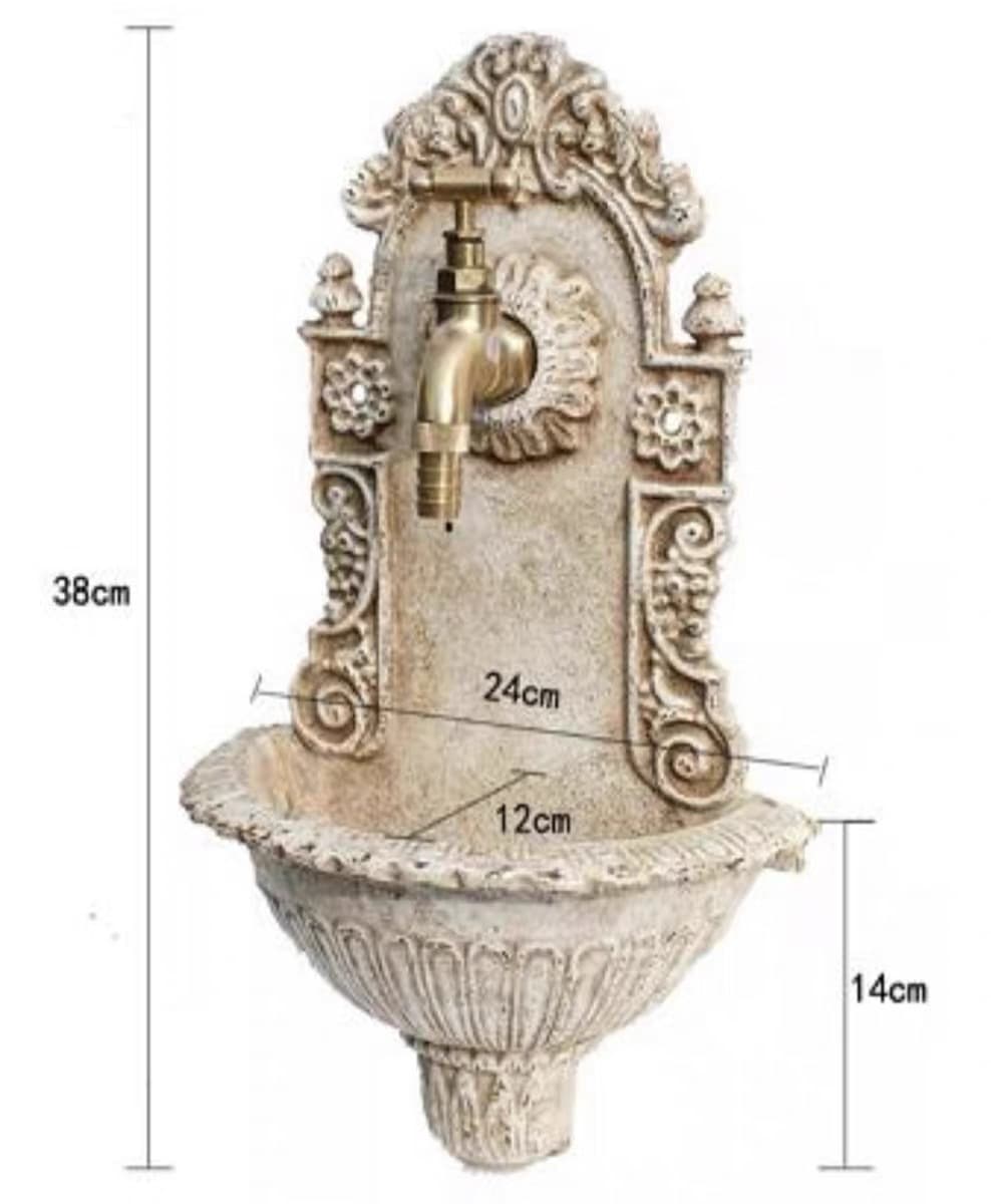 French Vintage Rustic Cast Iron Wall-Mounted Washbasin Garden Wall Water Feature Decoration Garden Courtyard Faucet
