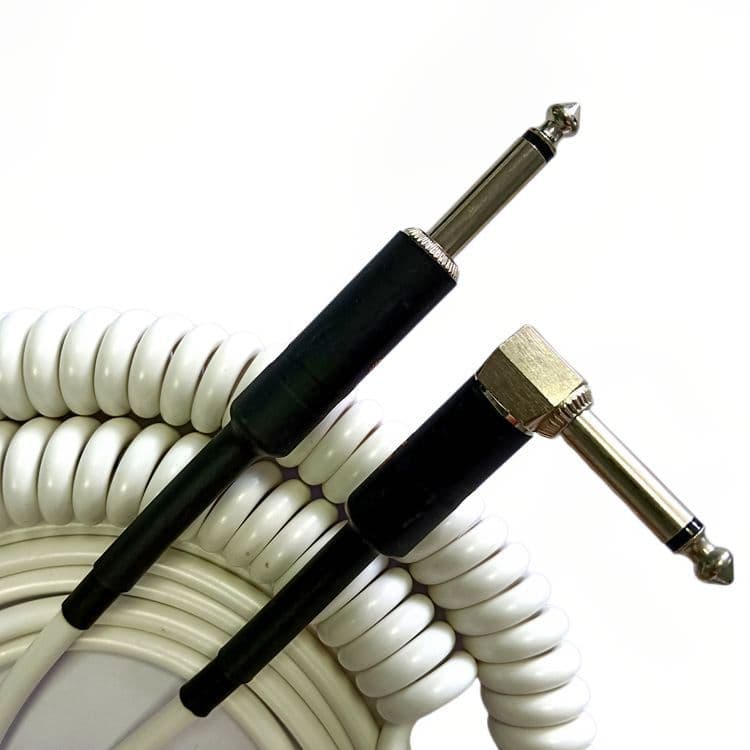 Matte White Electric Guitar Noise Reduction Cable DC6.35 Coil Spring Instrument Shielded Cable Bass Audio Cable