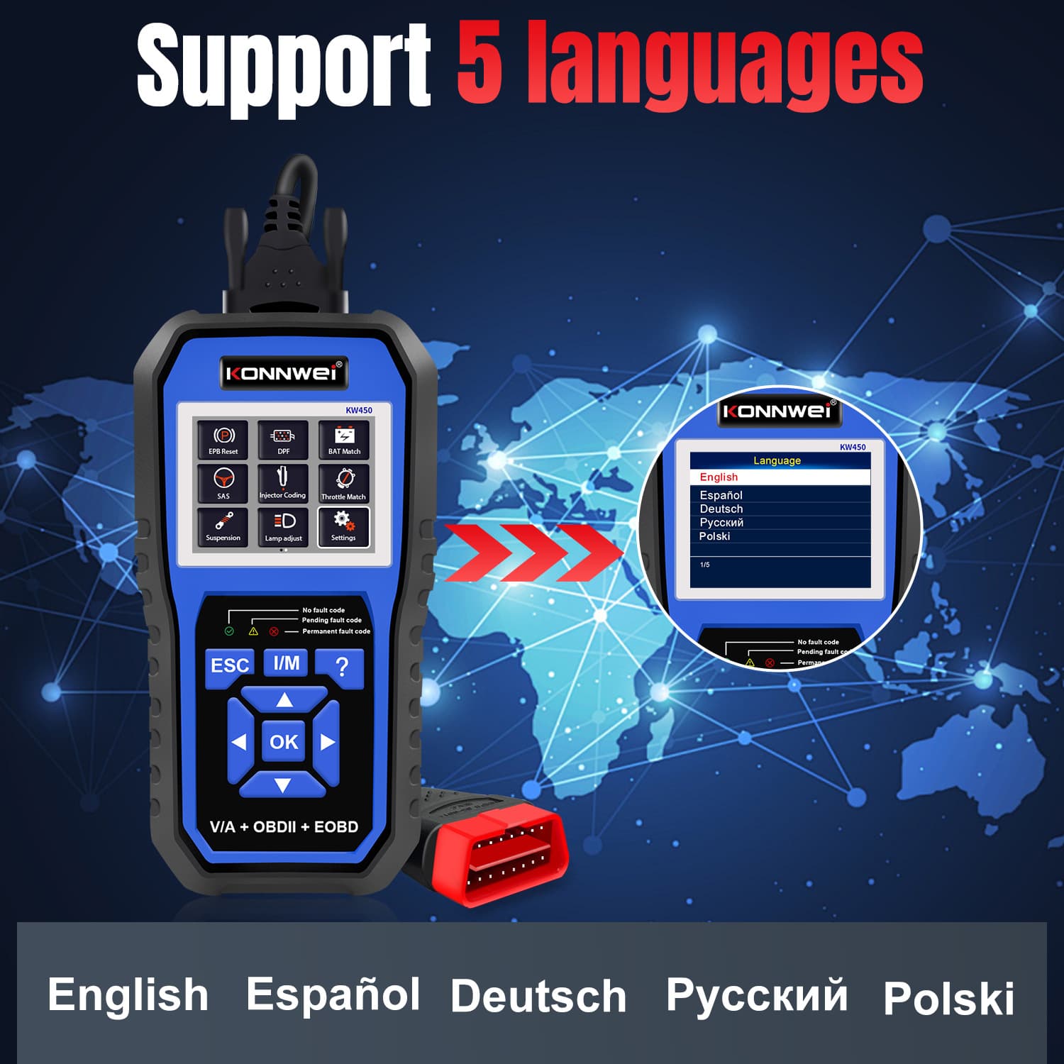 Kw450 Volkswagen Audi Skoda Car Full System Multi-Function Diagnostic Instrument Detector Scanner Tool