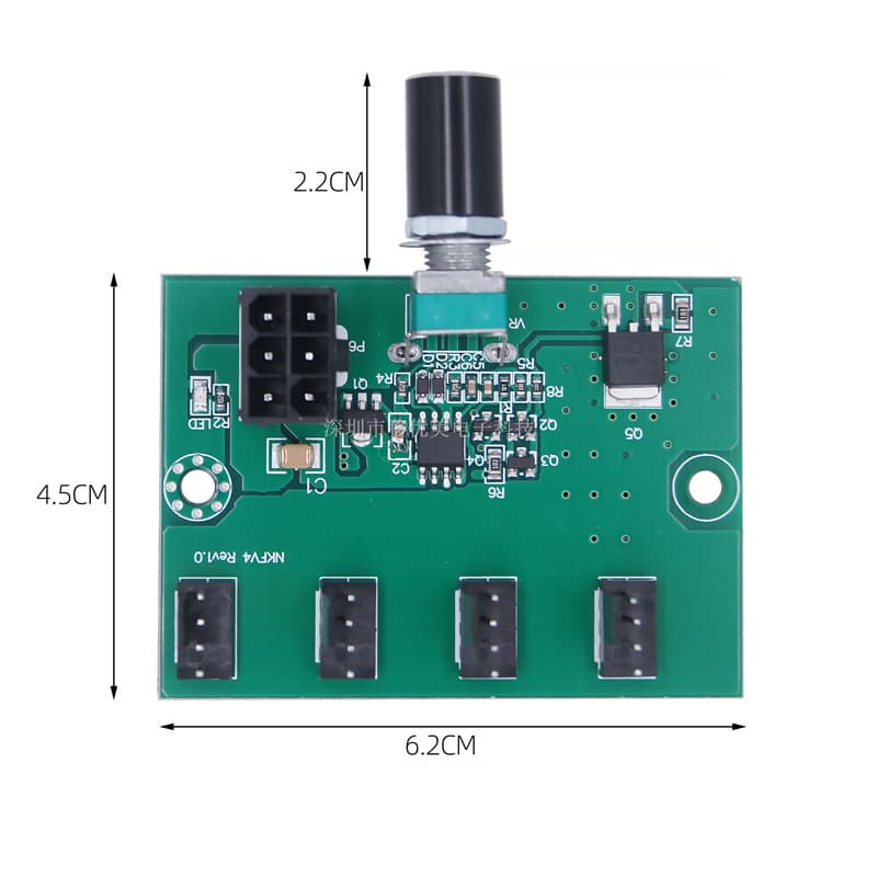 4-Fan Hub Desktop FAN 4-Way Controller 3PIN 4PIN Multi-Port Speed Control Expansion Card with 6-Pin Power Supply