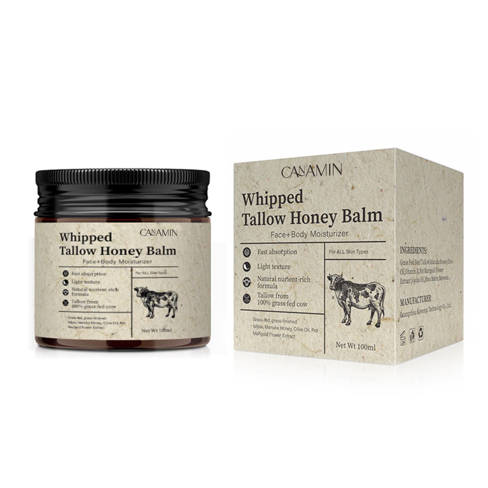 Beef Tallow Skin Care Honey Tallow Cream Beef Tallow Moisturizing Cream Moisturizing Cream Moisturizing