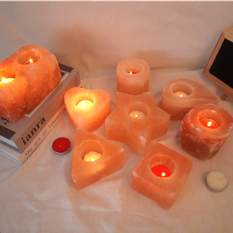 Wholesale Himalayan Crystal Salt Lamp Salt Candle Holder Aromatherapy Ornament Natural Salt Rock Raw Stone Candle Decorative Shaped Candle