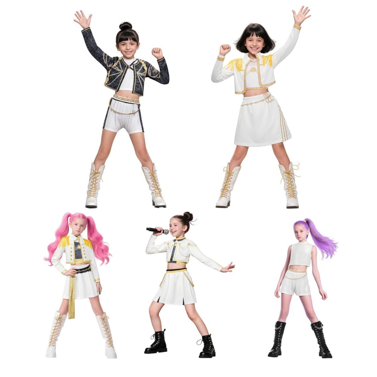 2025 Amazon Bestselling Girl Demon Hunter Outfit with Pop Singer 3D Print Women's and Children's Clothing Set