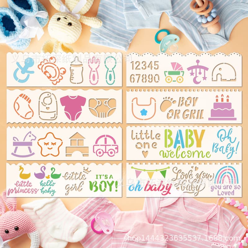 Cross-Border Newborn Original Long Painting Template Baby Milestone Gender Reveal Party Spray Paint DIY Decoration