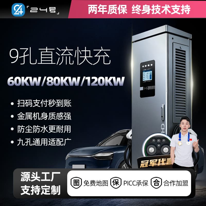 New Energy Vehicle DC Charging Pile 20/30/40/60/80/120KW Home Commercial 380V Fast Charging Pile 9-Pin
