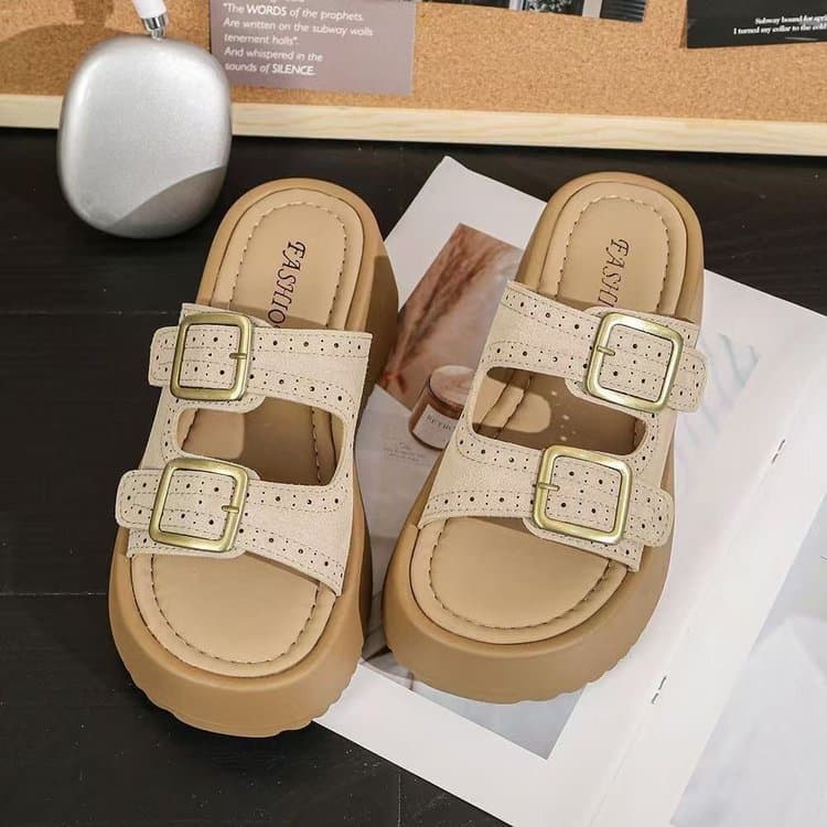 Birkenstock Sandals for Women Summer 2026 New Thick Sole Heightening Slip-on Dress Sandals Non-slip Beach Flip Flops Casual Sandals