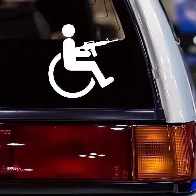 Funny Disabled Symbol Wheelchair Creative Car Sticker for Foreign Trade, Personalized Body Window Decoration Reflective Decal