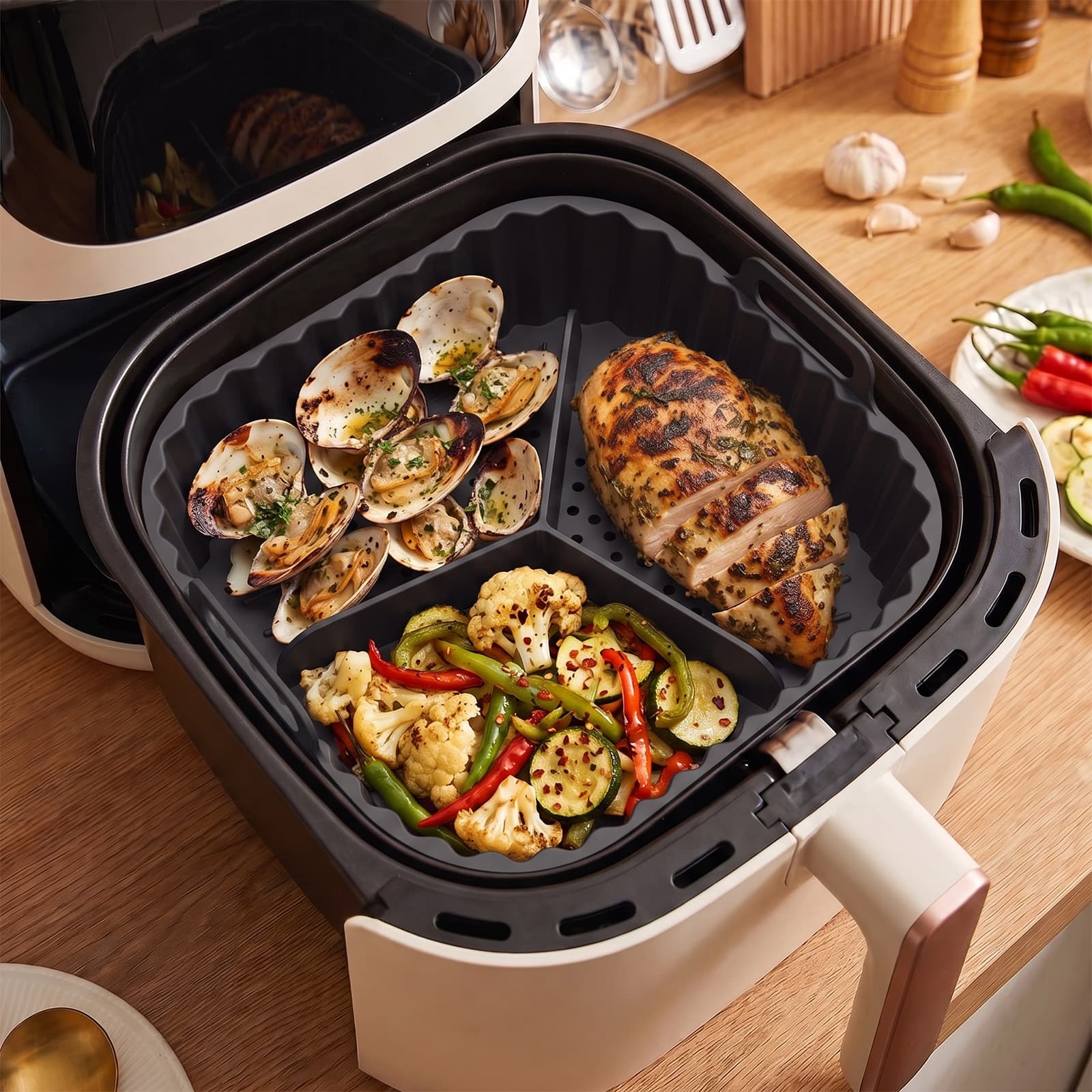 Cross-border Air Fryer Silicone Baking Tray, Oven Handle Square Baking Mat, Grill Mold Wholesale