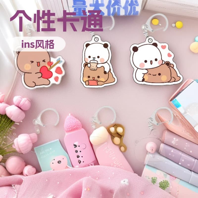Acrylic Keychain Pendant Cartoon Ins Style Student Backpack Charm Perler Bead Keychain