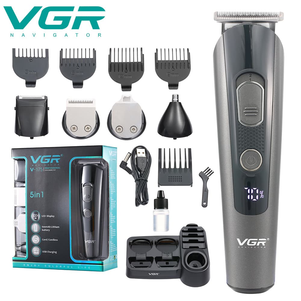 VGR175 Men's Hair Clipper Electric Self-Service Barber Shop Home Use Hair Trimmer Accessory Non-Waterproof Brush Motor Stainless Steel Blade