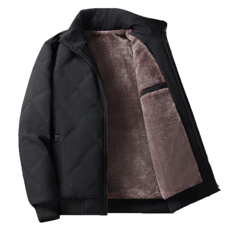 2025 Hot-Selling Casual Winter Fleece Lined Men's Cotton Jacket New Style Thickened Stand Collar Windproof Warm Quilted Coat Dad's Padded Jacket