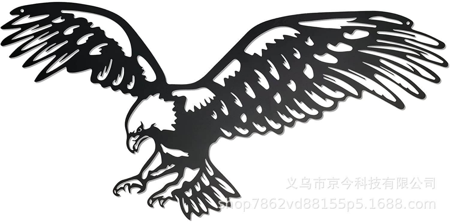American Bald Eagle Decor, Rustic Black Eagle Metal Wall Art, Hanging Wall Sculpture Patriotic Decoration Indoor Outdoor