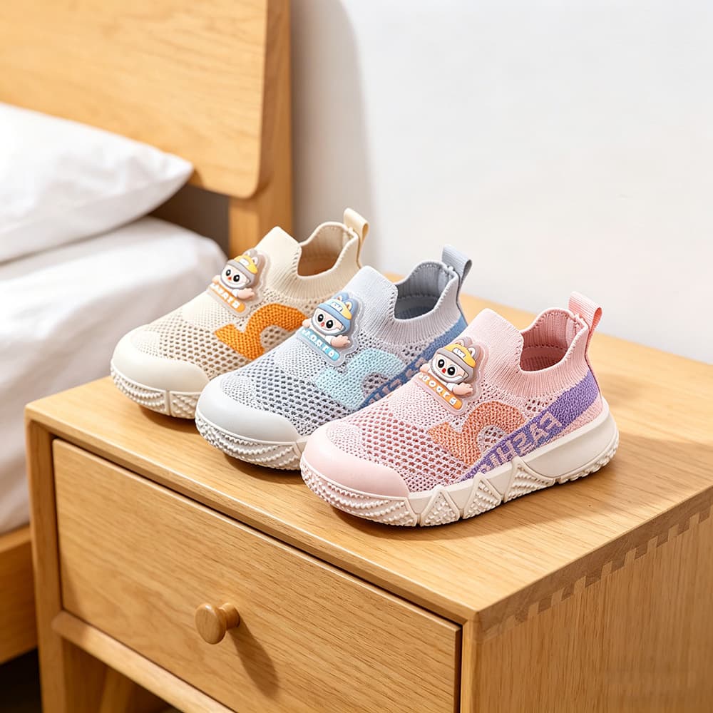 2026 Spring Knitted Indoor Breathable Baby Boys' and Girls' Shoes, Breathable Slip-On Shoes for Toddlers, Kindergarten Shoes 5552