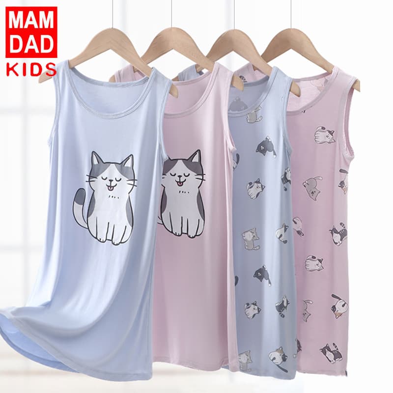Children's Summer Dress for Girls Baby Vest Dress Stretchy Undershirt for Toddlers and Older Kids Home Sleepwear New Arrival