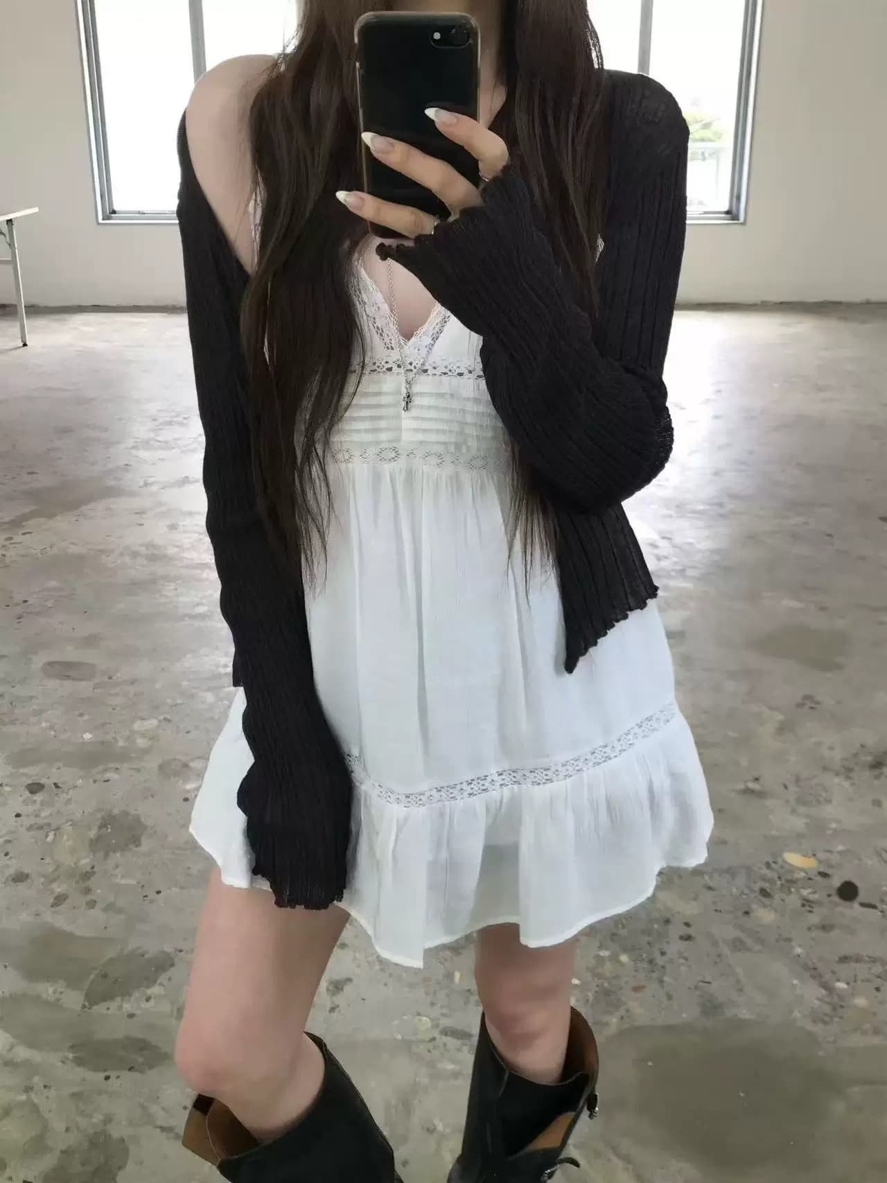 Fan Sun · XH Korean-style Thin Ribbed Knit Cardigan Dongdaemun Summer New Solid Color Sun Protection Cover-Up Top for Women