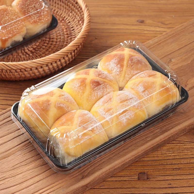 Chicken cake packaging box rectangular cake bread pastry packaging box transparent cover black bottom disposable packaging box