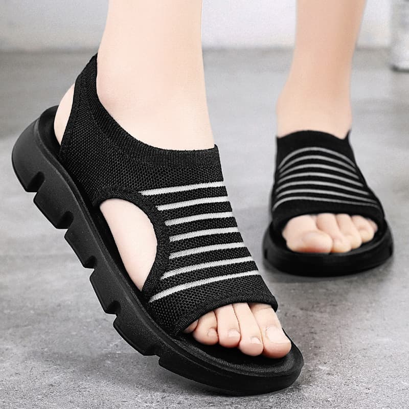 Women's Hollowed Out Peep-Toe Sandals, Summer New Arrival, Polyurethane Soft Sole Comfortable Mom Shoes, Export Ladies' Sandals