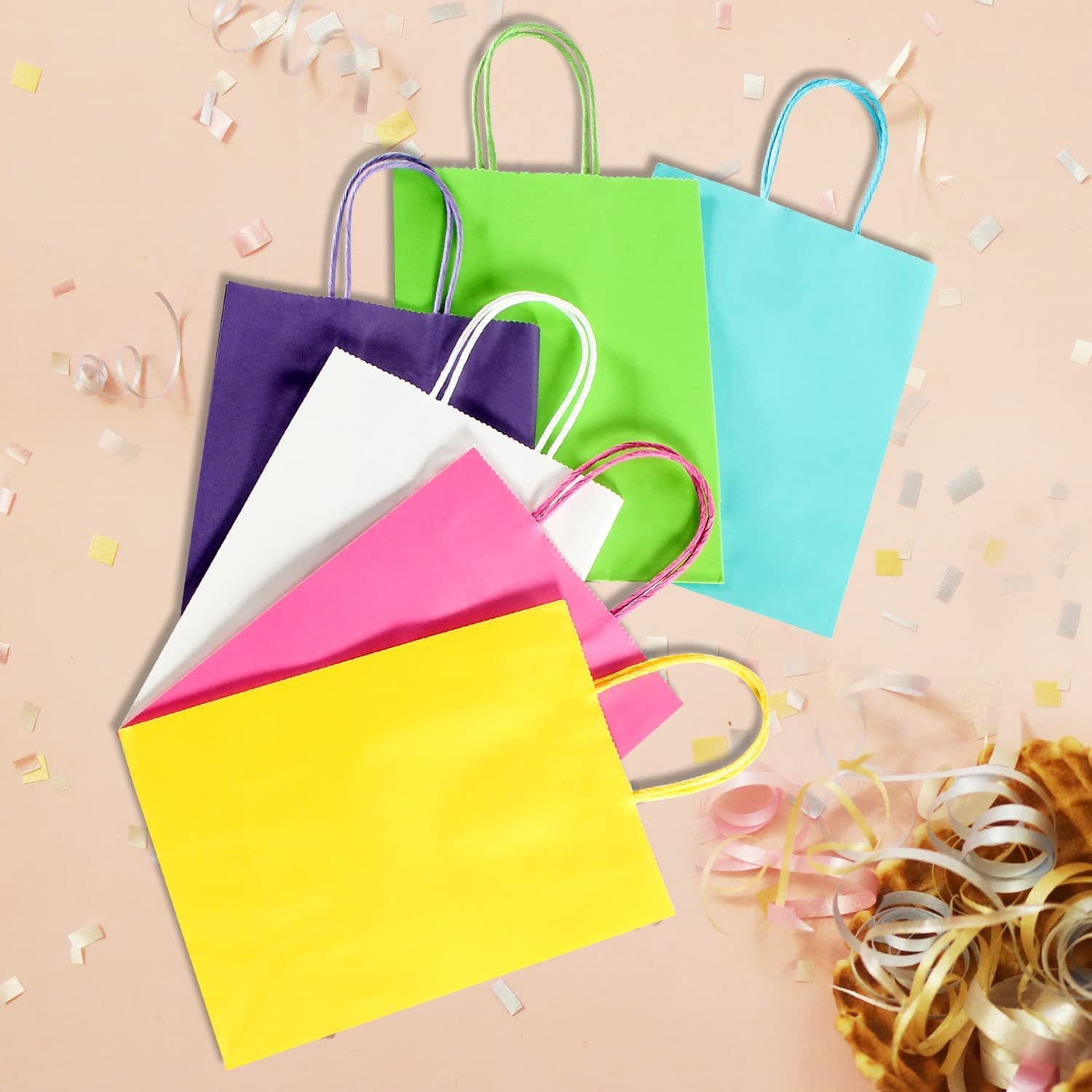Custom Cheap Plain Twisted Kraft Paper Coffee Bags with Flat Handle Printed Kraft Gift Bags