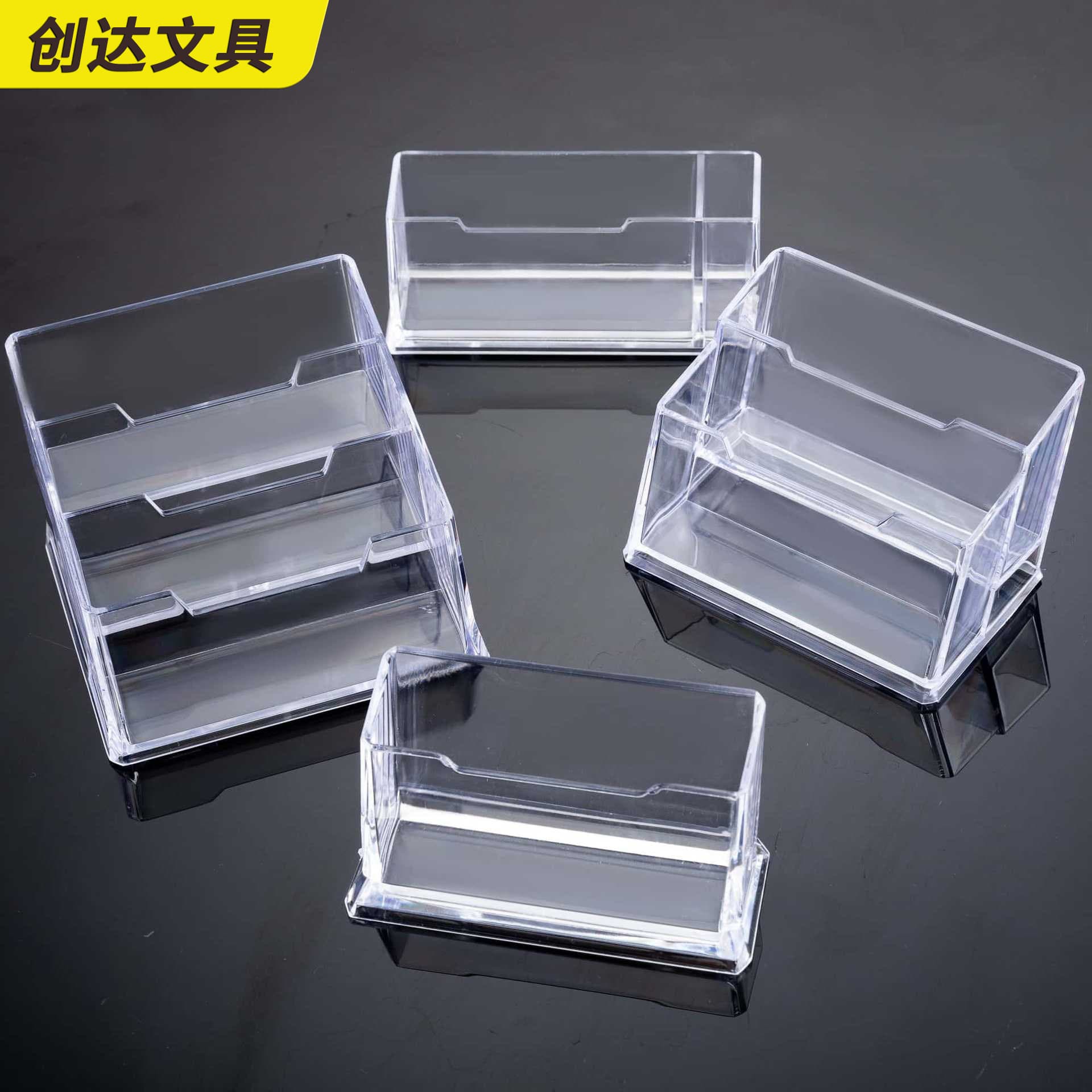 Creative Transparent Acrylic Business Card Stand Display, Card Plastic Storage Box, Front Desk or Car Use Thick Business Card Holder