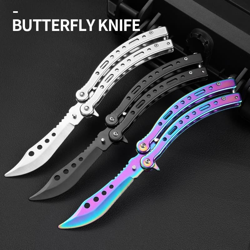 Factory Wholesale Folding Unsharpened Butterfly Practice Knife Hand Training Flicking CSGO Butterfly Knife Toy