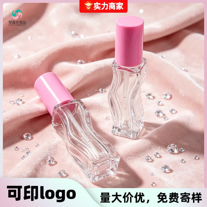 Factory direct supply of S-shaped wavy lip glaze empty tube lip gloss sub-packaging replacement bottle cosmetic packaging materials can add LOGO