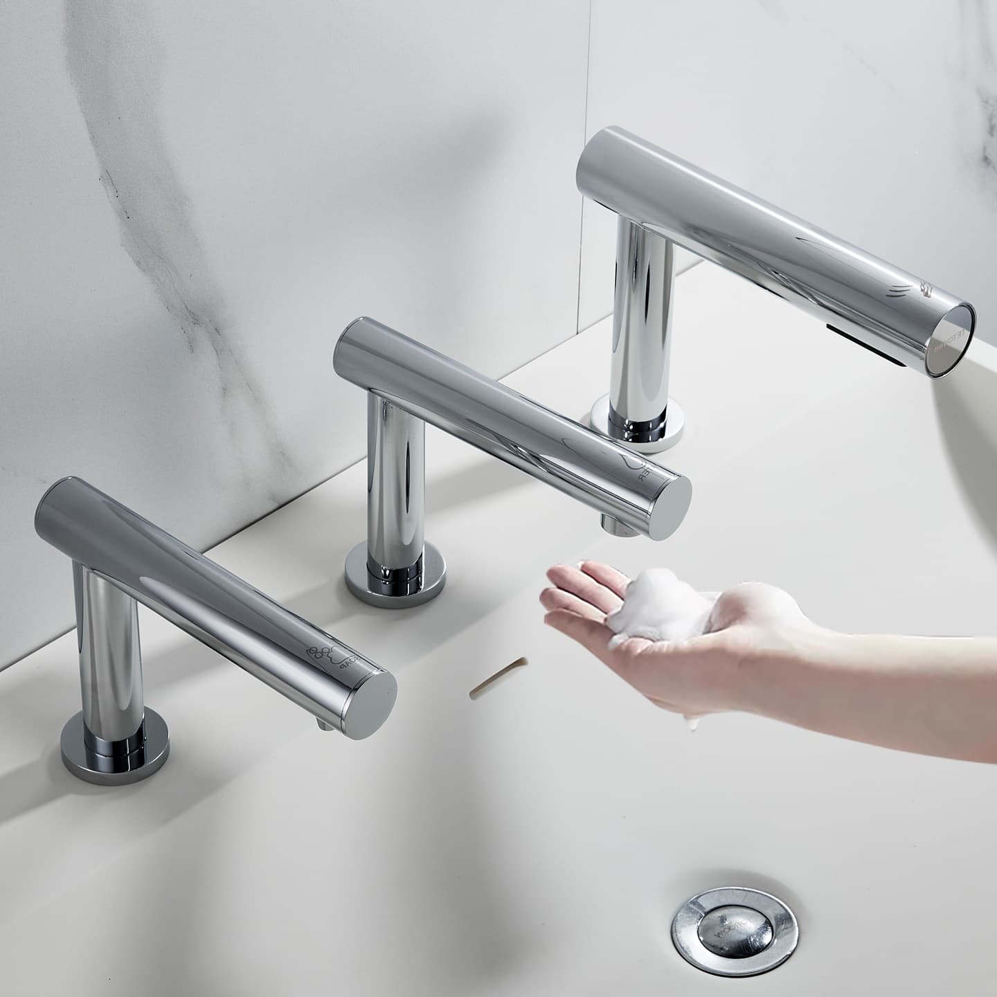 Bathroom Countertop Sensor Soap Dispenser Faucet Combo Three-in-One Drying Soap Dispenser Wall-Mounted Mall Hand Dryer