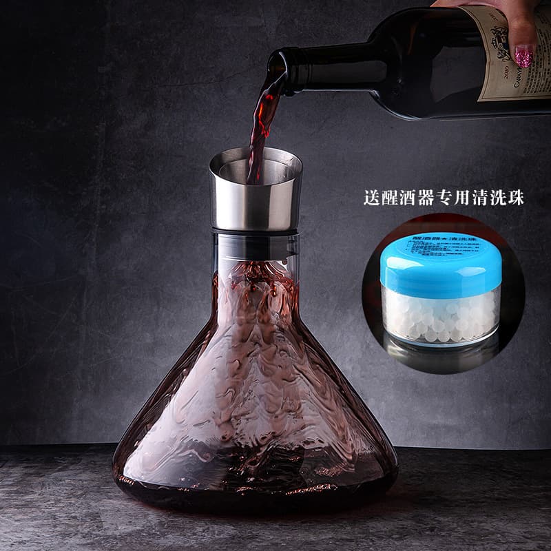 Quick Pour Glass Wine Decanter Crystal Red Wine Aerator Pourer with Filter Modern Simple Style Large Capacity for Home Use