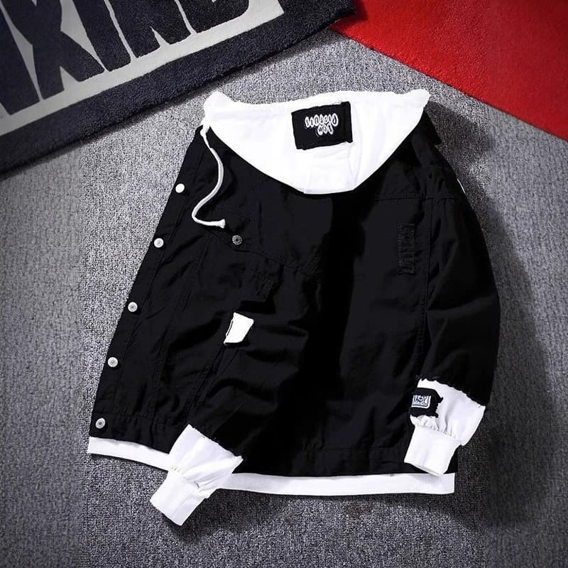 New Spring/Autumn Patchwork Denim Jacket for Men, Korean Trendy Casual Baseball Jacket, Versatile Couple Outerwear