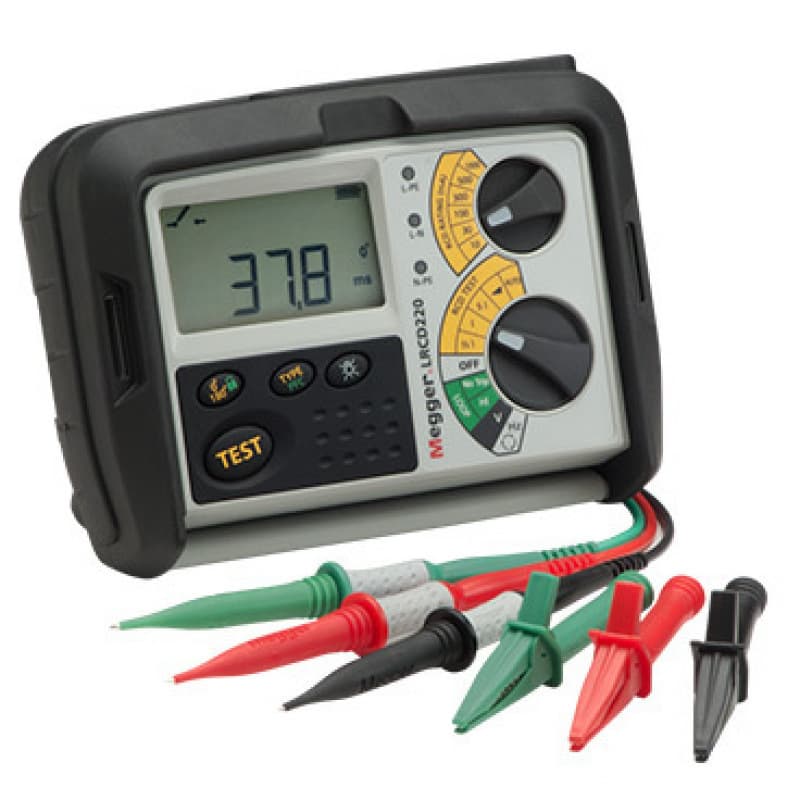 Imported equipment: Megger non-trip circuit and LRCD200 RCD tester, originally imported from the UK.