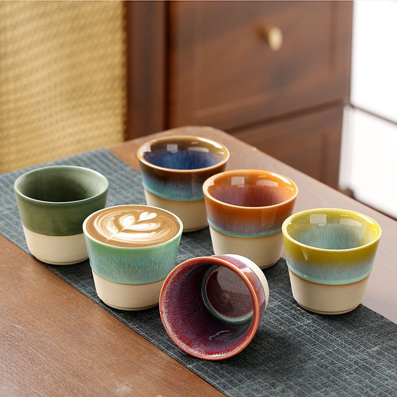 Ceramic coffee cup skimming Japanese pig mouth cup kiln brushed glaze restaurant tea cup dessert cup mug water cup