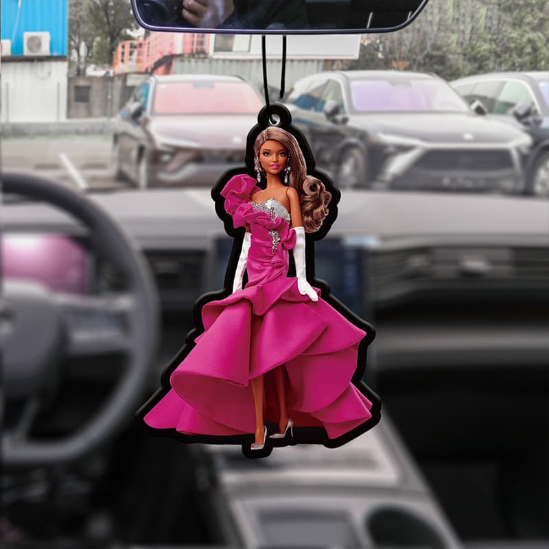 Pink Curly Hair Barbie Princess Car Fragrance Wardrobe Aromatherapy Car Scented Card In-Car Perfume Deodorant Hanging Ornament for Bedroom