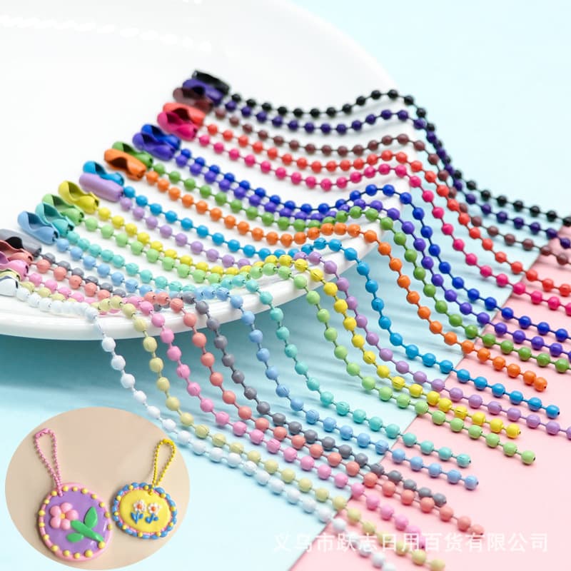 New Handmade DIY Chain Jewelry Accessories Metal Color Spray Paint Bead Chain Tag Pendant Guka Accessories