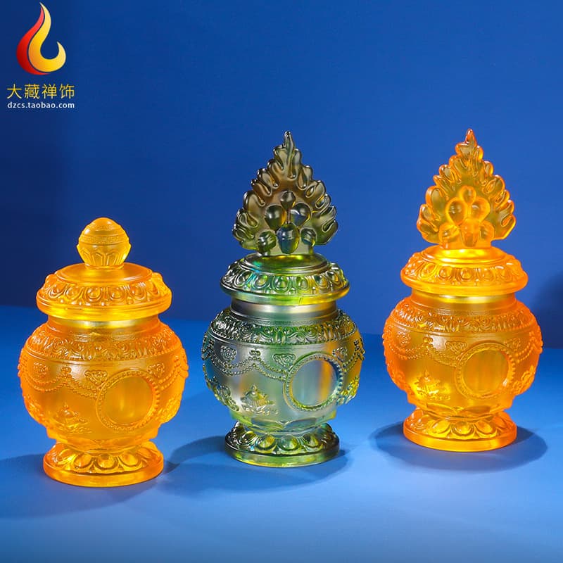 Dragon King Eight Auspicious Symbols Glazed Mani Vase Offering Bottle Esoteric Buddhist Offering Items Ethnic Products Lotus Vase Tibetan Ornament