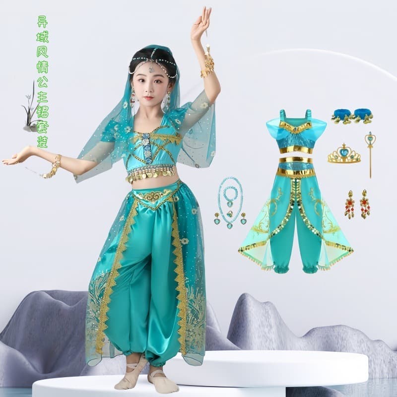 Princess Jasmine Fairy Tale Costume Children's Day Kindergarten Performance Outfit for Big Girls Exotic Belly Dance Dress