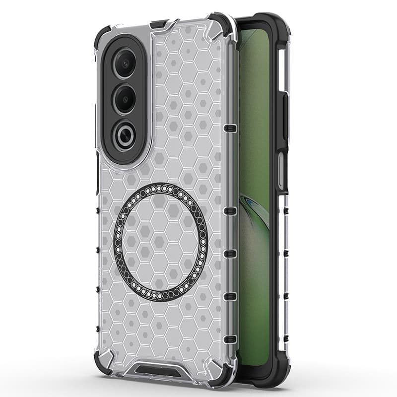 Oppo K12X Honeycomb Magnetic Phone Case Simple Anti-Fall Protective Cover Shockproof Durable TPU+PC+Metal Shell for OPPO K12X