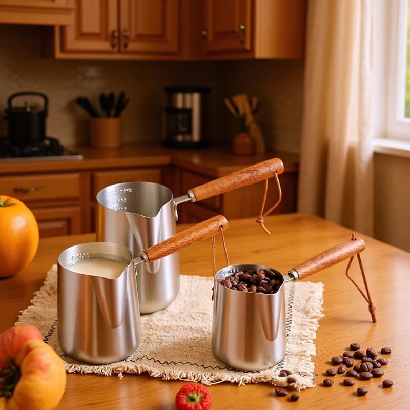 Wholesale Thickened Stainless Steel Anti-Spill Latte Art Pitcher Coffee Latte Cup with Handle Pointed Spout Milk Frothing Pitcher Long Handle